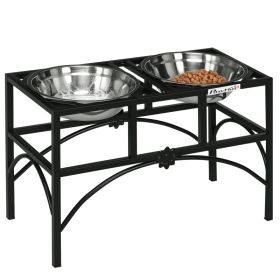 Elevated Dog Bowls, Double Stainless Steel Heavy Duty Dog Food Bowl Elevated Pet Feeding Station, 14" H