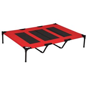 XL Elevated Dog Bed, Outdoor Raised Dog Bed, Portable Pet Cot w/Carry Bag Metal Frame Breathable Mesh Indoor and Outdoor Red
