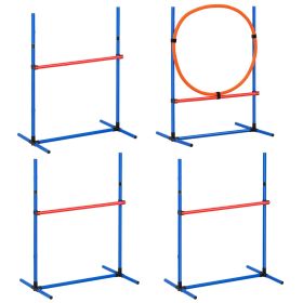 Dog Agility Training Equipment, 4 PCS Set - Adjustable High Hurdles and Jump Ring