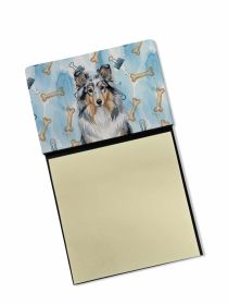 Blue Merle Sheltie Coworker Watercolor Sticky Note Holder Refillable Dispenser Desk Accessory 3x3 Pad Gift