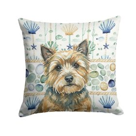 Cairn Terrier Coastal Sea Glass Throw Pillow Decorative Indoor Outdoor Accent Cushion for Couch, Bed or Patio, 18Hx18W