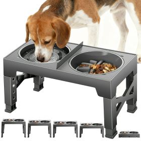 Elevated Dog Bowls for Large Dogs, Slow Feeder Dog Food and Water Bowls for Dogs No Spilling, Plastic Raised Dog Bowls with Stand for Medium Dog
