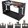 All-Metal Elevated Dog Bowls, Heavy Duty Cold-Rolled Steel Frame, 6-Height Adjustable Raised Feeder Stand with 2 Stainless Steel Bowls