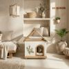 Transparent Roof Pet House with Floral Carving FSC-Certified Cedar Indoor Shelter for Cats & Small Dogs 24*22*32