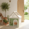 Transparent Roof Wooden Pet House with Floral Carvings FSC Cedar Indoor Shelter for Cats & Small Dogs 63.5��47.5��77.6 cm
