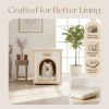 Lumicedar Cream Yellow Flat Roof Pet House FSC Solid Wood 53��51.6��60 cm Indoor Shelter for Small Cats & Dogs