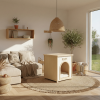 Lumicedar Cream Yellow Flat Roof Pet House FSC Solid Wood 53��51.6��60 cm Indoor Shelter for Small Cats & Dogs