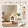 FSC Solid Cedar Pet House ��� Cream Yellow Cabin Style Indoor Shelter for Small Dogs & Cats