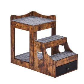 Pet Bunk Bed with Removable Stairs, Dog/Cat Window Perch with Storage, Multi-Level Bed Window Perch Dog Bedside Sleeper Couch, Small Pet Seat Platform