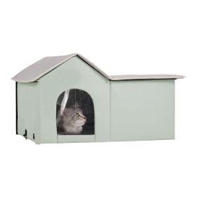 Heated Cat House, Outdoor Kitty Shelter with Adjustable Temperature and Timer