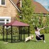 Welded Wire Outdoor Dog Kennel with 360�� Rotating & 4 Levels Adjustable Bowls, Waterproof Cover, 4.6' x 4.6' x 5'