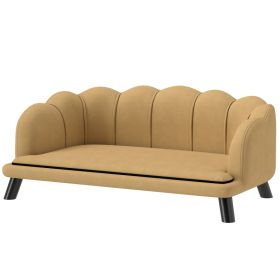 Pearl Design Pet Sofa for Medium and Large Sized Dogs, Pet Bed with Cushion and Solid Wood Legs, Coffee