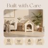 FSC Solid Cedar Pet House ��� Cream Yellow Cabin Style Indoor Shelter for Small Dogs & Cats