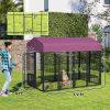 Welded Wire Outdoor Dog Kennel with 360�� Rotating & 4 Levels Adjustable Bowls, Waterproof Cover, 7.9' x 4' x 6'