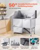 304 Stainless Steel Dog Washing Station, 50 Inch Pet Grooming Tub with Non-Slip Low-Slope Ramp, Storage Drawer, Hot & Cold Faucet