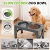 Elevated Dog Bowls for Large Dogs, Slow Feeder Dog Food and Water Bowls for Dogs No Spilling, Plastic Raised Dog Bowls with Stand for Medium Dog