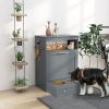 Pet Feeding Station, Dog Food Storage Cabinet w/ Adjustable Raised Bowls, White