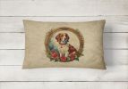 Christmas Flowers Frame Throw Pillow Throw Pillow for Indoor Couch Bed Outdoor Patio Washable, Brittany Spaniel 2333,12Hx16W