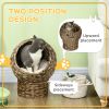 Handwoven Elevated Cat Bed with Soft Cushion & Cat Egg Chair Shape, Cat Basket Bed Kitty House with Stand, Raised Wicker Cat Bed for Indoor Cats