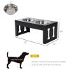 23" Modern Decorative Dog Bone Wooden Heavy Duty Elevated Dog Bowl Feeding Station - Black