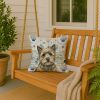 Cairn Terrier Coastal Sea Glass Throw Pillow Decorative Indoor Outdoor Accent Cushion for Couch, Bed or Patio, 18Hx18W
