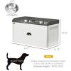 Raised Pet Feeder, Large Pet Dish Bowl Set with Storage Drawer, 2 Steel Bowls, White