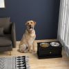 Elevated Dog Bowls with Storage Drawer, Raised Dog Bowl Stand Pet Food Bowl Dog Feeding Station, Black