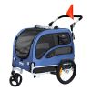 Dog Bike Trailer, Supports up to 100 lbs, 2-in-1 Pet Stroller Cart Bicycle Carrier, Easy Folding Cart Frame with Quick Release Wheels