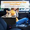 Small Dog Car Seat with Harness Center Console Pet Booster Seat Travel Car Seat with Side Pocket Cotton Velvet Cushion for Dogs Cats Up to 9LBS