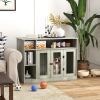 Elegant Dog Crate Furniture with Storage Gray Lockable Door Pet Cage for Medium Large Dogs 47 x 23.5 x 35