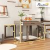 Dog Crate Furniture with Soft Water-Resistant Cushion, Drawer, for Small Dogs, Brown