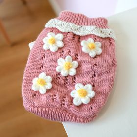 Pet Cats And Dogs Keep Warm And Comfortable Sweater (Option: Pink-Flowers-M)