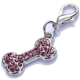 Pet Festive Dress Up Bone Pendant Tag Collar Accessories (Color: Pink)