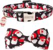 American Flag Dog Collar with Detachable Bowtie, Adjustable 4th of July Patriotic Collars for Small Medium Large Dogs Pets (Small)