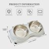 Double Cat Food Bowl with Non-Slip Base, Stainless Steel Food & Water Bowls Set with Easy-to-Clean Detachable Design, Pet Feeder for Cats & Dogs