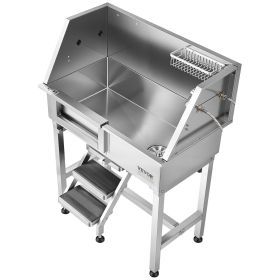 34" Dog Washing Station, Stainless Steel Pet Grooming Tub Bathtub, Professional Dog Wash Sink with Shower, Faucet, Soap Holder (Default: Default)
