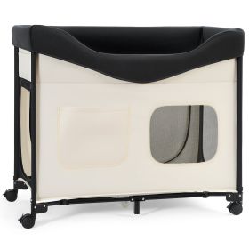 Elevated Lounge Pet Bed, Foldable Bunk Dog Bed with 600D Oxford Cloth and Dutch Velvet, Portable Raised Cot with Wheels, Side Storage Bags (Default: Default)