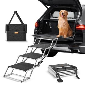 Dog Stair for Cars, Wide 4-step Dog Car Steps, Folding Dog Car Ramp with Nonslip Surface, Portable Pet Steps Lightweight Aluminum for Car (Default: Default)