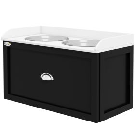 Pet Feeding Station Pet Dish Bowl Set with Storage, 2 Elevated Dog Bowls for Large Sized Dogs, White and Black (Title: Default Title)