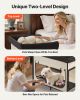 Elevated Lounge Pet Bed, Foldable Bunk Dog Bed with 600D Oxford Cloth and Dutch Velvet, Portable Raised Cot with Wheels, Side Storage Bags