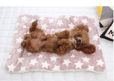 Dog sleeping mat warm thickened Sleeping pad blanket;  dog house warm mattress pet cushion (colour: Blue white star, size: No.4 61 * 41cm)