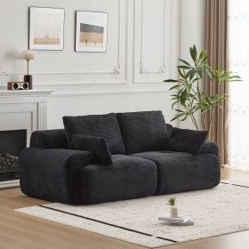 Modern Memory Foam Compressed Sofa,Large Sectional Couches for Living Room,Pet-Friendly Cloud Modular Sectional Sofa,Corduroy Fabric (Color: black)